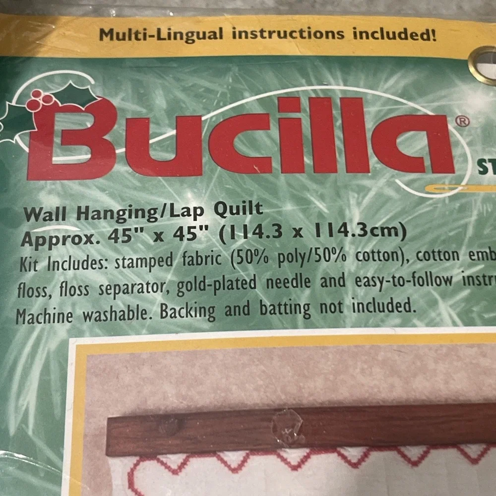 New Bucilla Stamped Cross Stitch Wall Lap Quilt 84118 Never a Christmas Morning